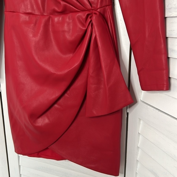 Saylor Red Vegan Red Leather Francie Dress NWT Size Small - Picture 7 of 15